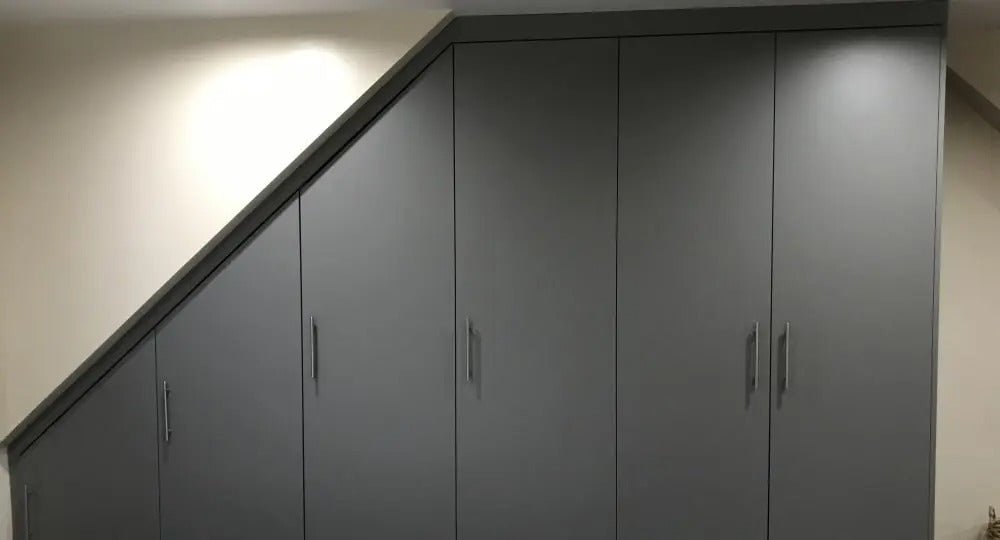 A Modern Dust Grey Angled Side Wardrobe - Online Bedrooms