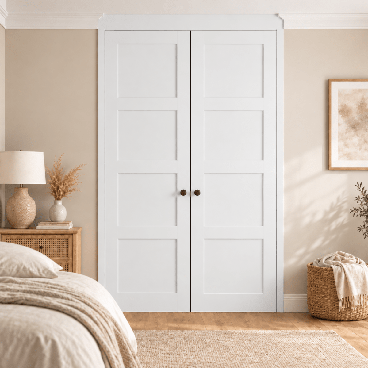 2 Door 4 Panel Shaker Front Frame Fitted Wardrobe - Widths Available 800mm - 1400mm 12 - Online Bedrooms
