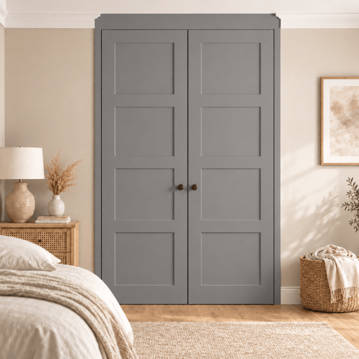 2 Door 4 Panel Shaker Front Frame Fitted Wardrobe - Widths Available 800mm - 1400mm 6 - Online Bedrooms