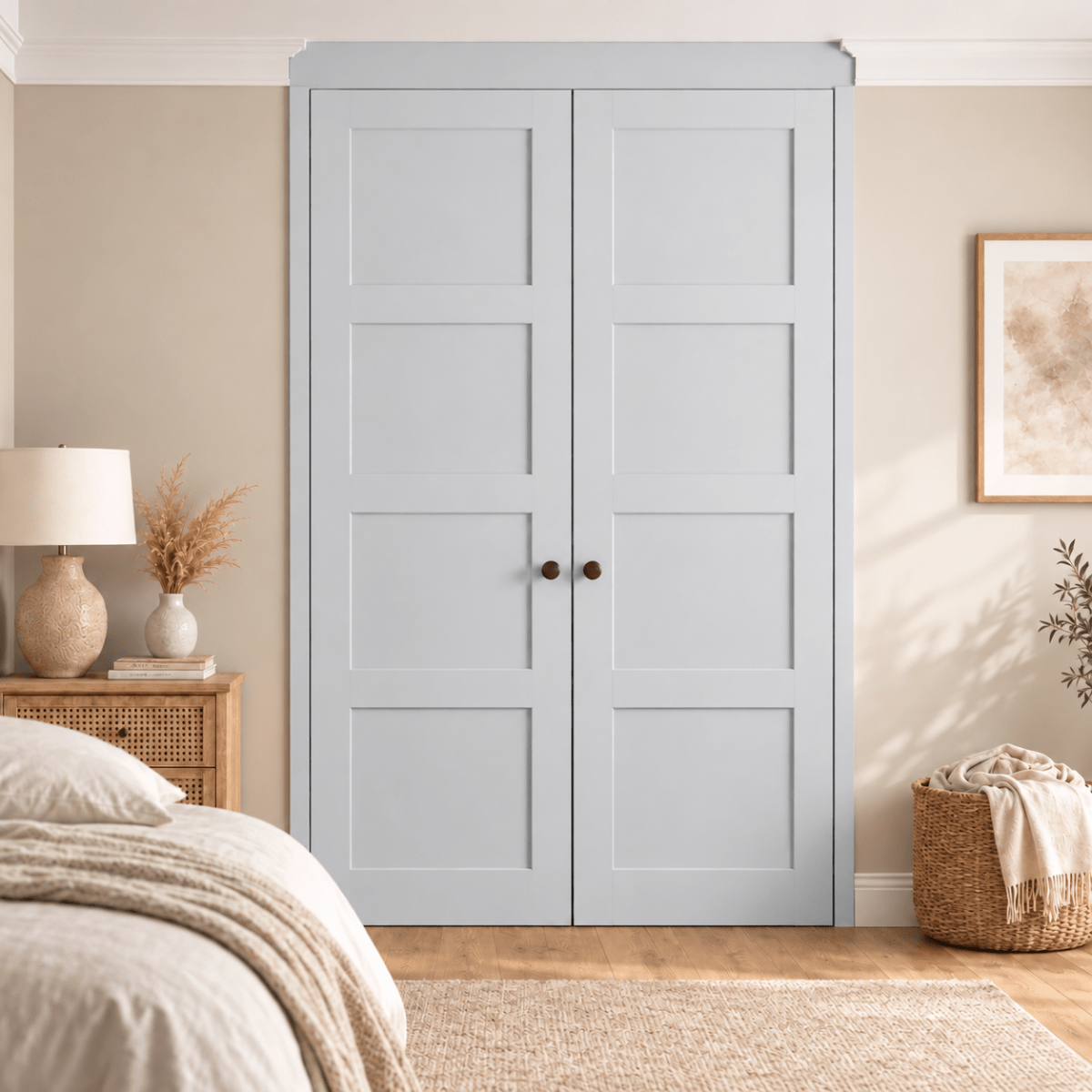 2 Door 4 Panel Shaker Front Frame Fitted Wardrobe - Widths Available 800mm - 1400mm 9 - Online Bedrooms