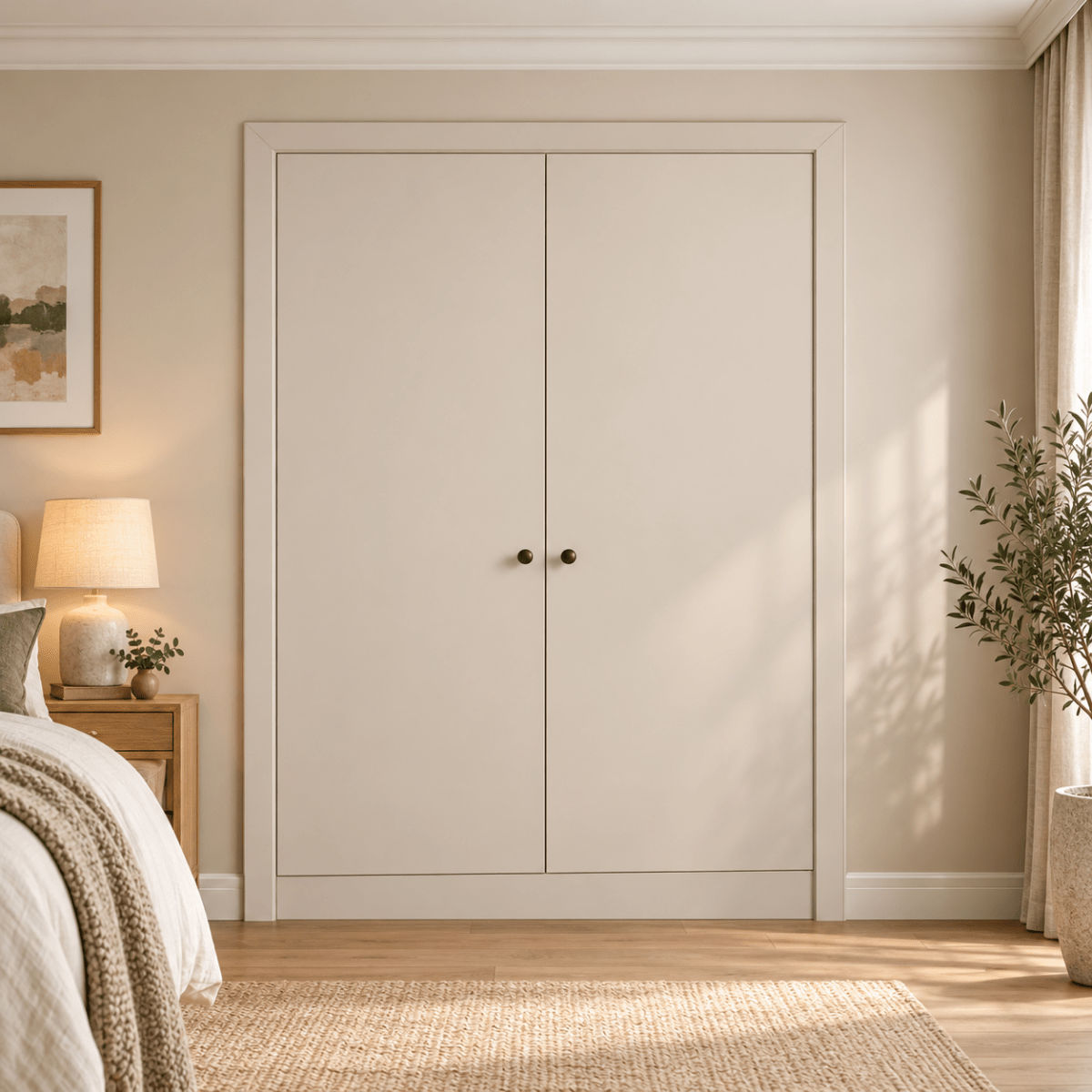 2 Door Modern Slab Front Frame Fitted Wardrobe - Widths Available 800mm - 1400mm 1 - Online Bedrooms
