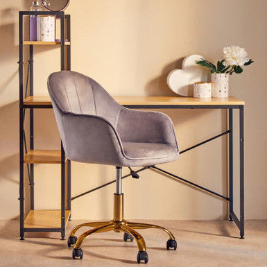 Brent Grey Velvet And Gold Base Home Office Chair