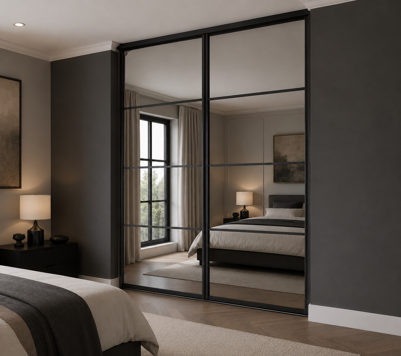 4 Panel Mirrored Sliding Wardrobe Doors- Widths Available 1262mm - 2070mm