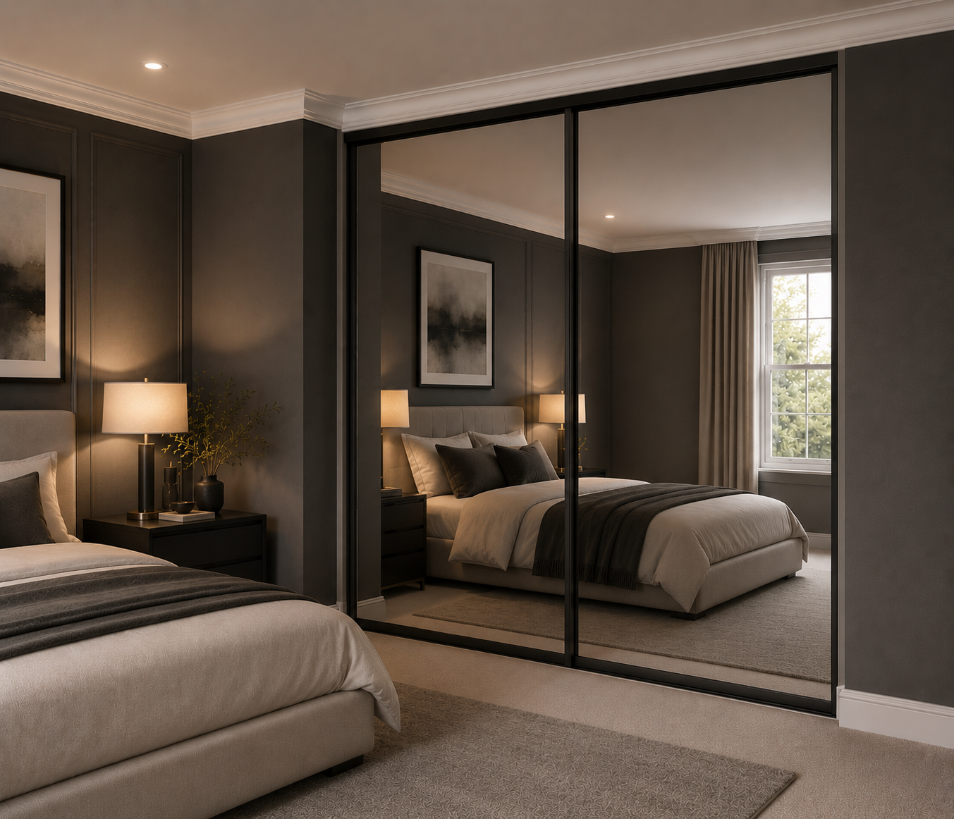 Single Panel Mirrored Sliding Wardrobe Doors - Widths Available 1262mm - 2070mm