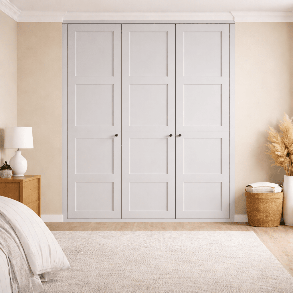 3 Door 4 Panel Shaker Front Frame Fitted Wardrobe - Widths Available 1401mm - 2000mm 6 - Online Bedrooms