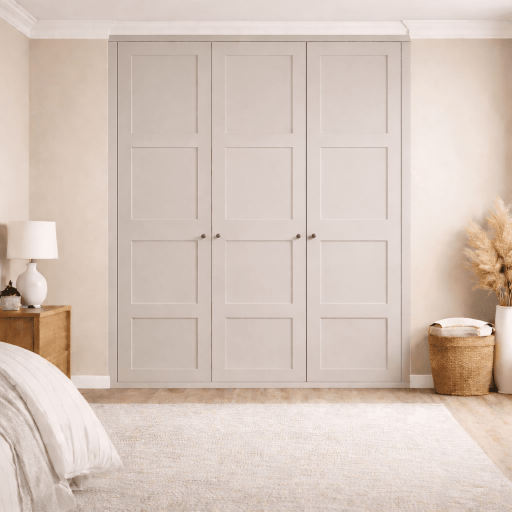 3 Door 4 Panel Shaker Front Frame Fitted Wardrobe - Widths Available 1401mm - 2000mm 8 - Online Bedrooms