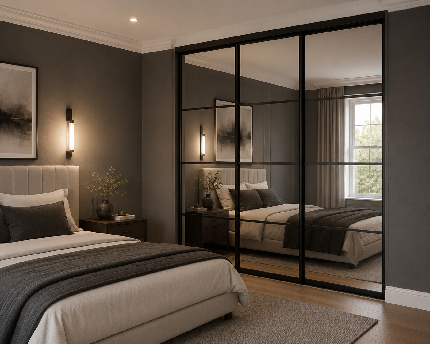 4 Panel Mirrored Sliding Wardrobe Doors- Widths Available 1893mm - 3105mm
