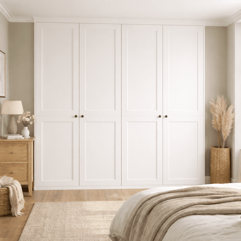 4 Door 2 Panel Shaker Front Frame Fitted Wardrobe - Widths Available 2001 - 2600mm 1 - Online Bedrooms