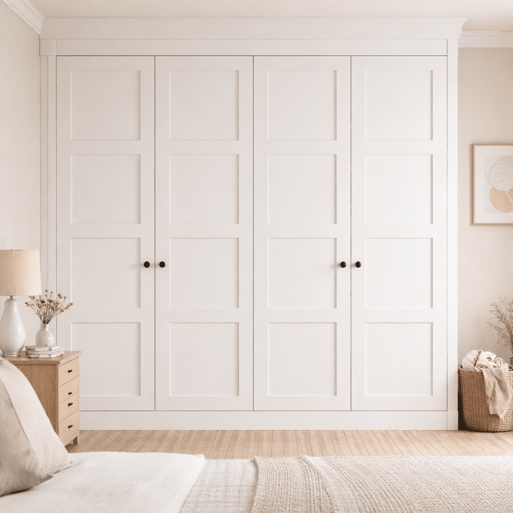 4 Door 4 Panel Shaker Front Frame Fitted Wardrobe - Widths Available 2001 - 2600mm 1 - Online Bedrooms
