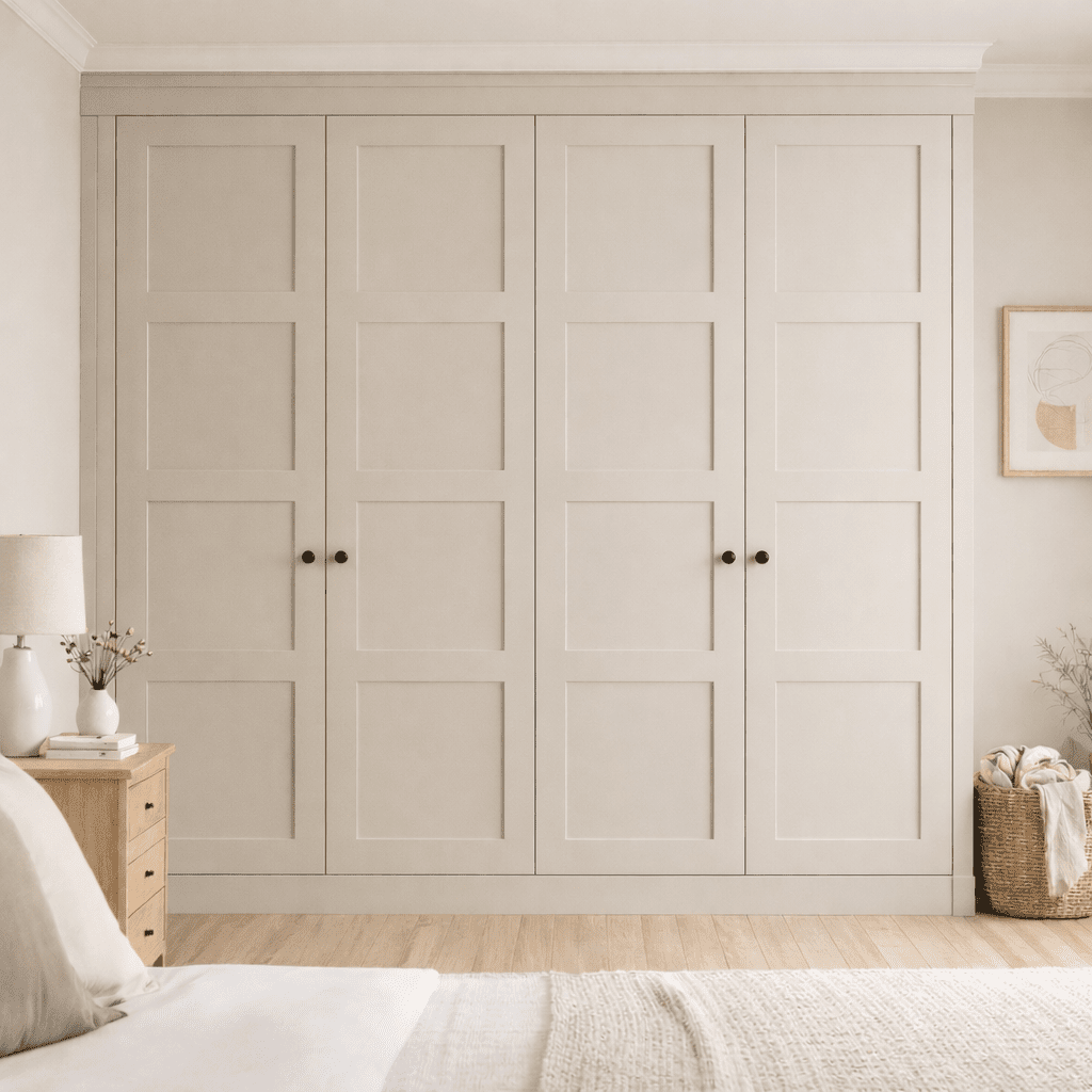 4 Door 4 Panel Shaker Front Frame Fitted Wardrobe - Widths Available 2001 - 2600mm 9 - Online Bedrooms