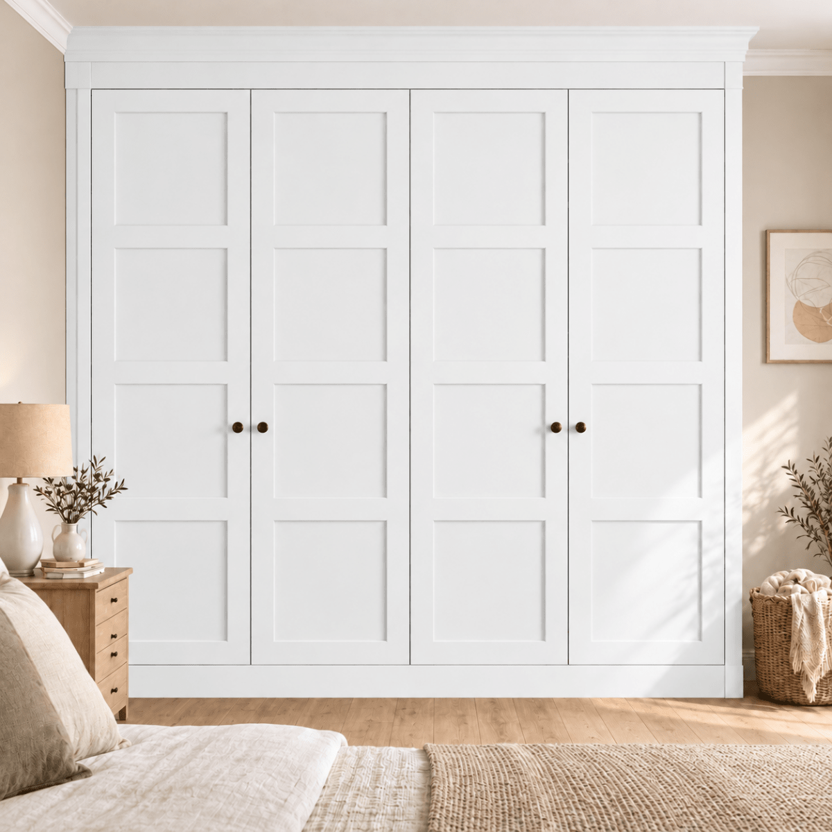 4 Door 4 Panel Shaker Front Frame Fitted Wardrobe - Widths Available 2001 - 2600mm 9 - Online Bedrooms