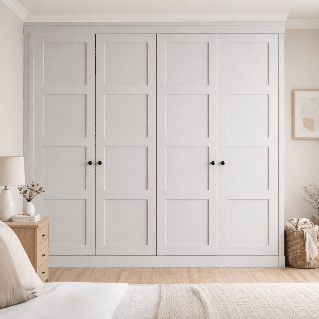 4 Door 4 Panel Shaker Front Frame Fitted Wardrobe - Widths Available 2001 - 2600mm 7 - Online Bedrooms