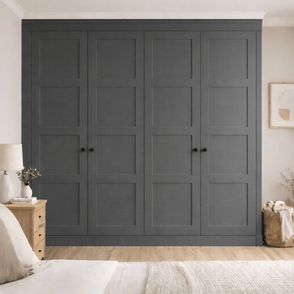 4 Door 4 Panel Shaker Front Frame Fitted Wardrobe - Widths Available 2001 - 2600mm 12 - Online Bedrooms
