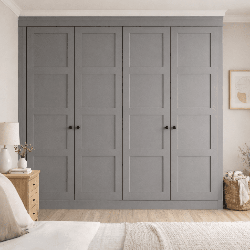 4 Door 4 Panel Shaker Front Frame Fitted Wardrobe - Widths Available 2001 - 2600mm 8 - Online Bedrooms