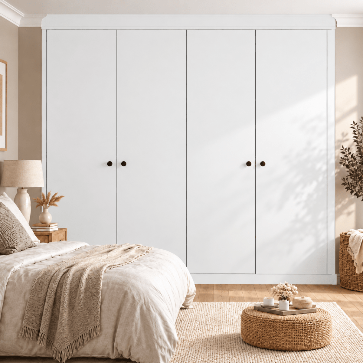 4 Door Modern Slab Front Frame Fitted Wardrobe - Widths Available 2001 - 2600mm 9 - Online Bedrooms