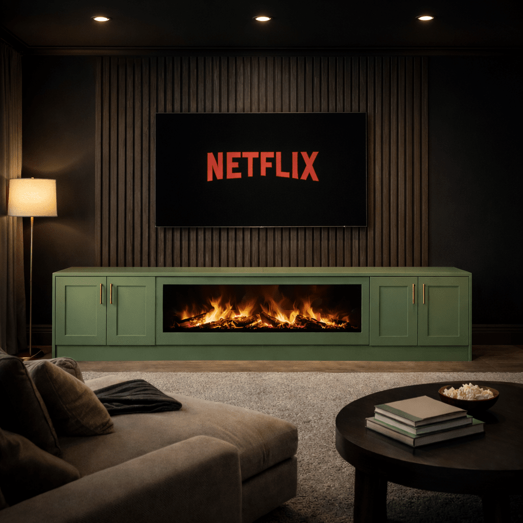 40" Fireplace Media Wall Entertainment with Shaker Door Base - For Up to 100" TVs 10 - Online Bedrooms