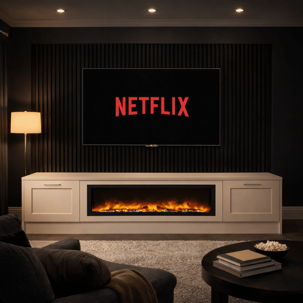 40" Fireplace Media Wall Entertainment with Shaker Door Base - For Up to 100" TVs 6 - Online Bedrooms