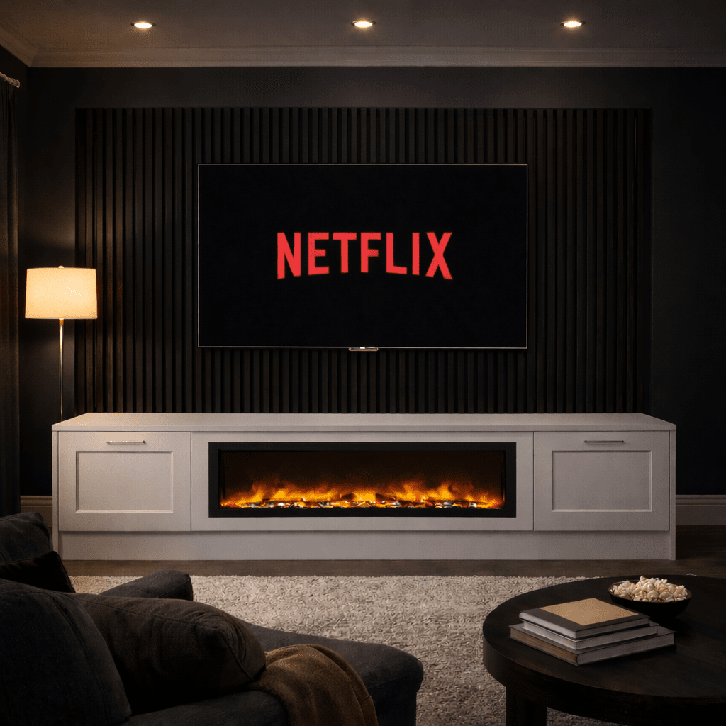 40" Fireplace Media Wall Entertainment with Shaker Door Base - For Up to 100" TVs 5 - Online Bedrooms