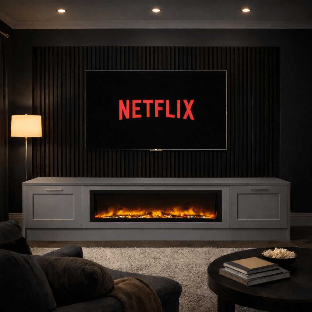 40" Fireplace Media Wall Entertainment with Shaker Door Base - For Up to 100" TVs 4 - Online Bedrooms