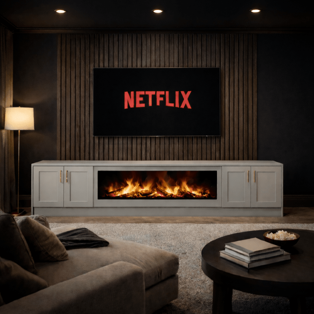 40" Fireplace Media Wall Entertainment with Shaker Door Base - For Up to 100" TVs 7 - Online Bedrooms