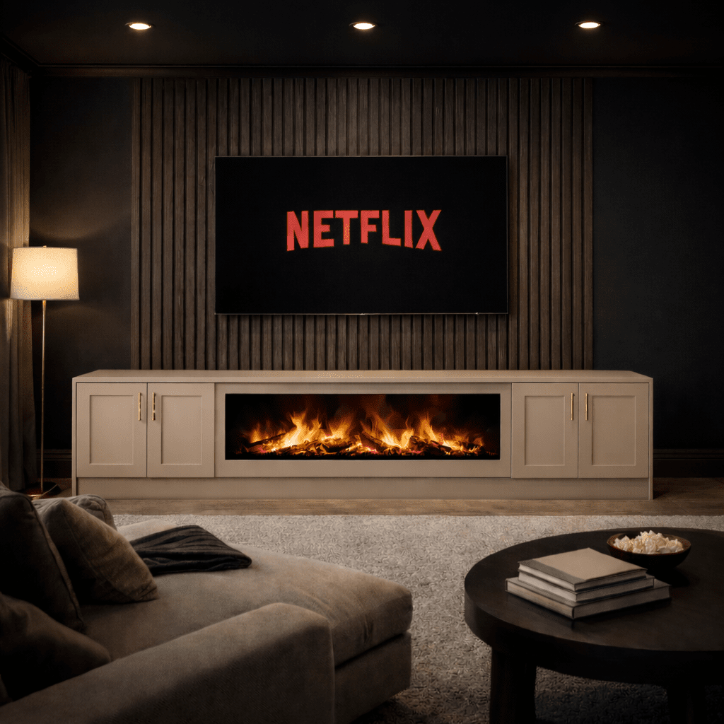 40" Fireplace Media Wall Entertainment with Shaker Door Base - For Up to 100" TVs 8 - Online Bedrooms