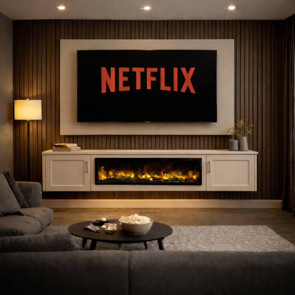 40" Floating Fireplace Media Wall Entertainment Bundle with Shaker Doors - For Up to 70" TVs 3 - Online Bedrooms