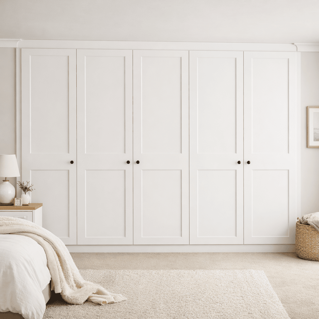 5 Door 2 Panel Shaker Front Frame Fitted Wardrobe - Widths Available 2601 - 3200mm 1 - Online Bedrooms