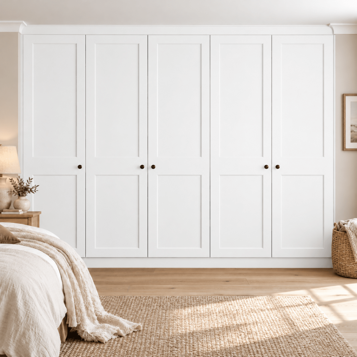 5 Door 2 Panel Shaker Front Frame Fitted Wardrobe - Widths Available 2601 - 3200mm 12 - Online Bedrooms