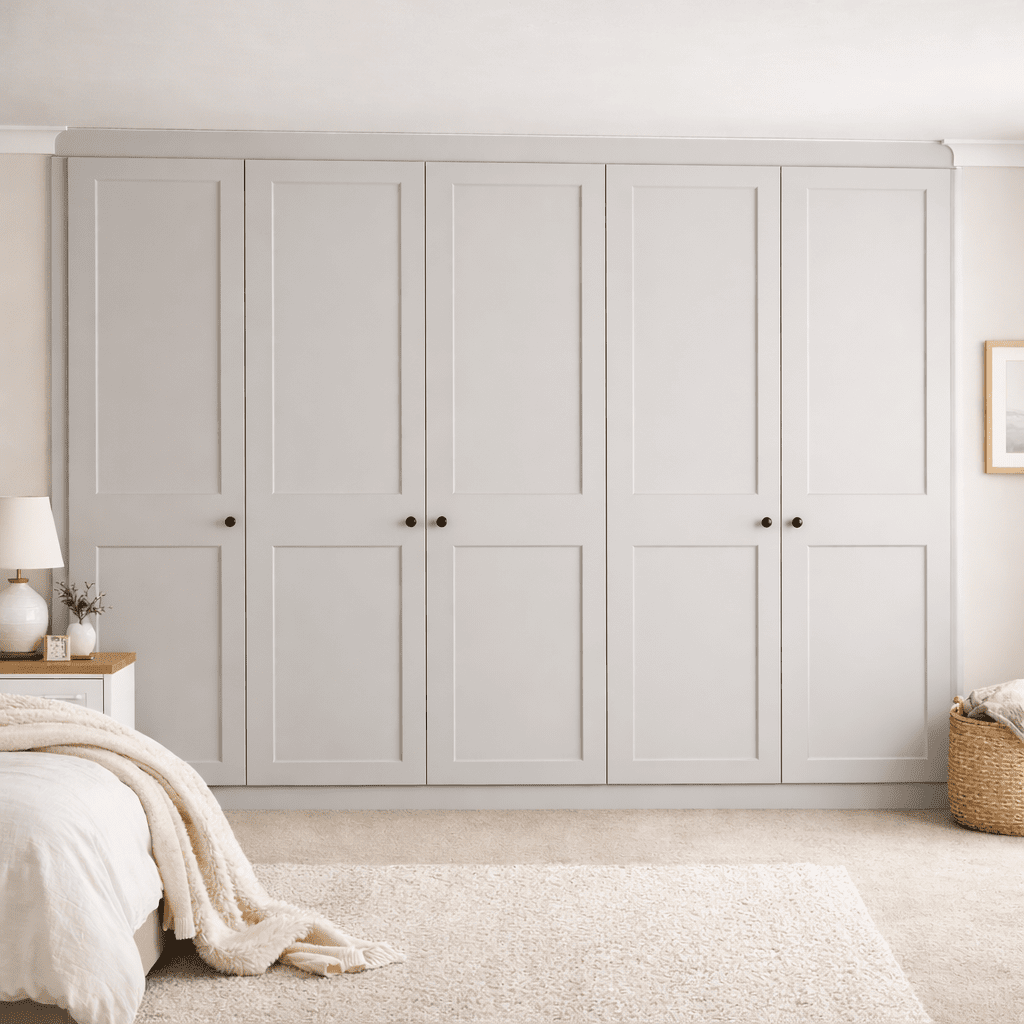 5 Door 2 Panel Shaker Front Frame Fitted Wardrobe - Widths Available 2601 - 3200mm 7 - Online Bedrooms