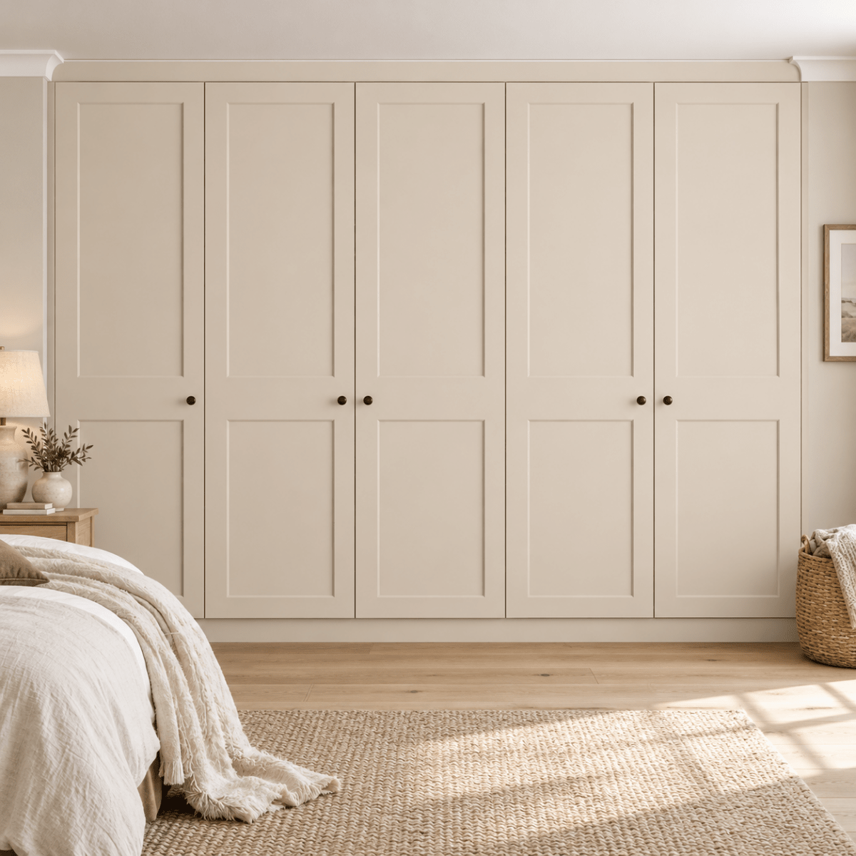 5 Door 2 Panel Shaker Front Frame Fitted Wardrobe - Widths Available 2601 - 3200mm 1 - Online Bedrooms