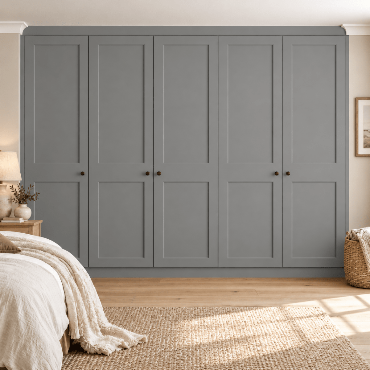 5 Door 2 Panel Shaker Front Frame Fitted Wardrobe - Widths Available 2601 - 3200mm 9 - Online Bedrooms