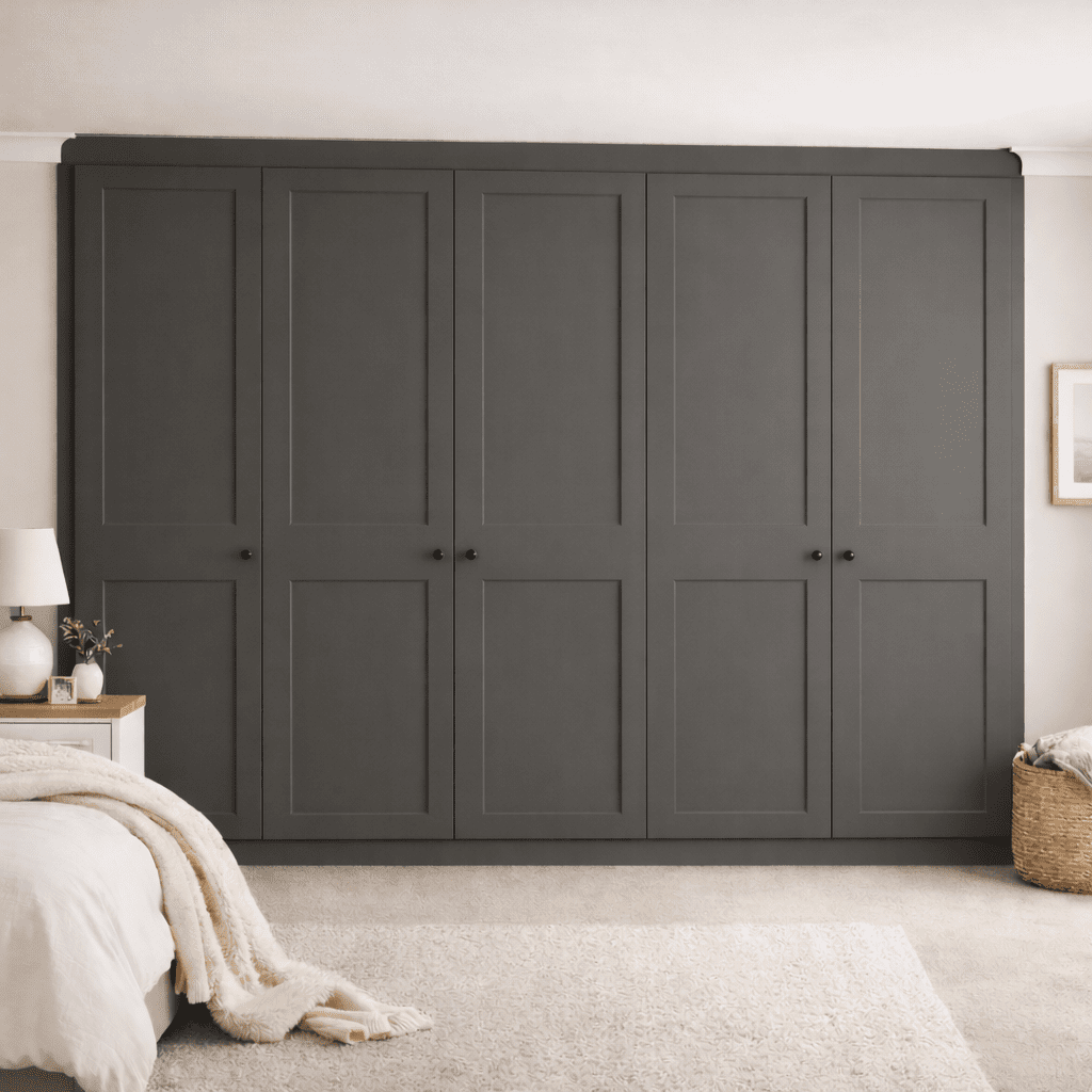 5 Door 2 Panel Shaker Front Frame Fitted Wardrobe - Widths Available 2601 - 3200mm 14 - Online Bedrooms