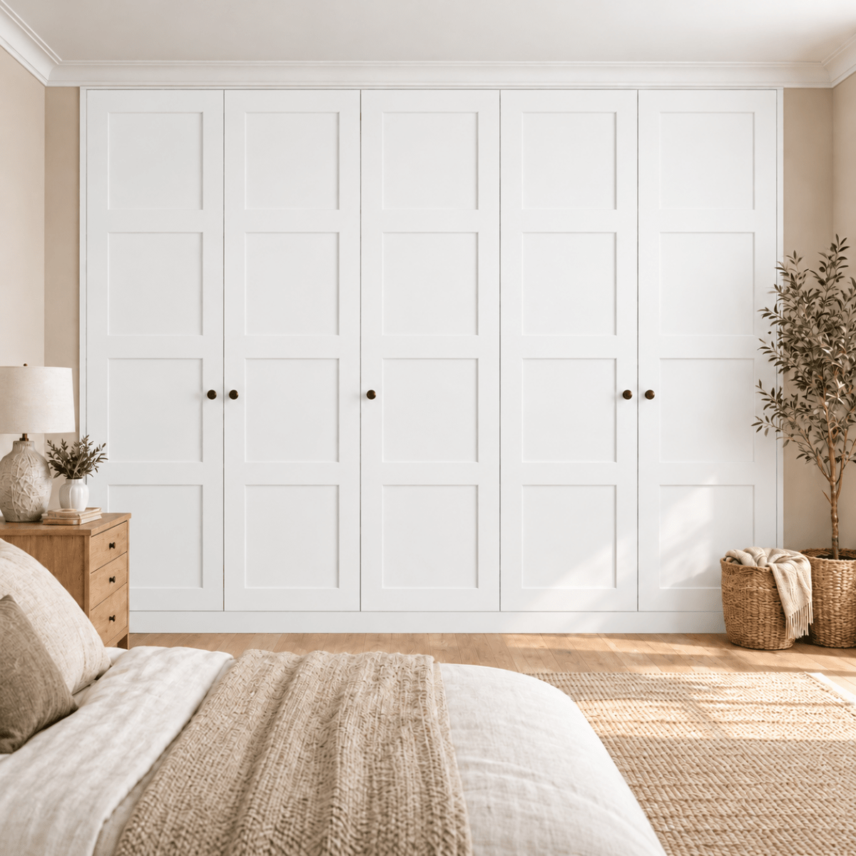 5 Door 4 Panel Shaker Front Frame Fitted Wardrobe - Widths Available 2601 - 3200mm 13 - Online Bedrooms