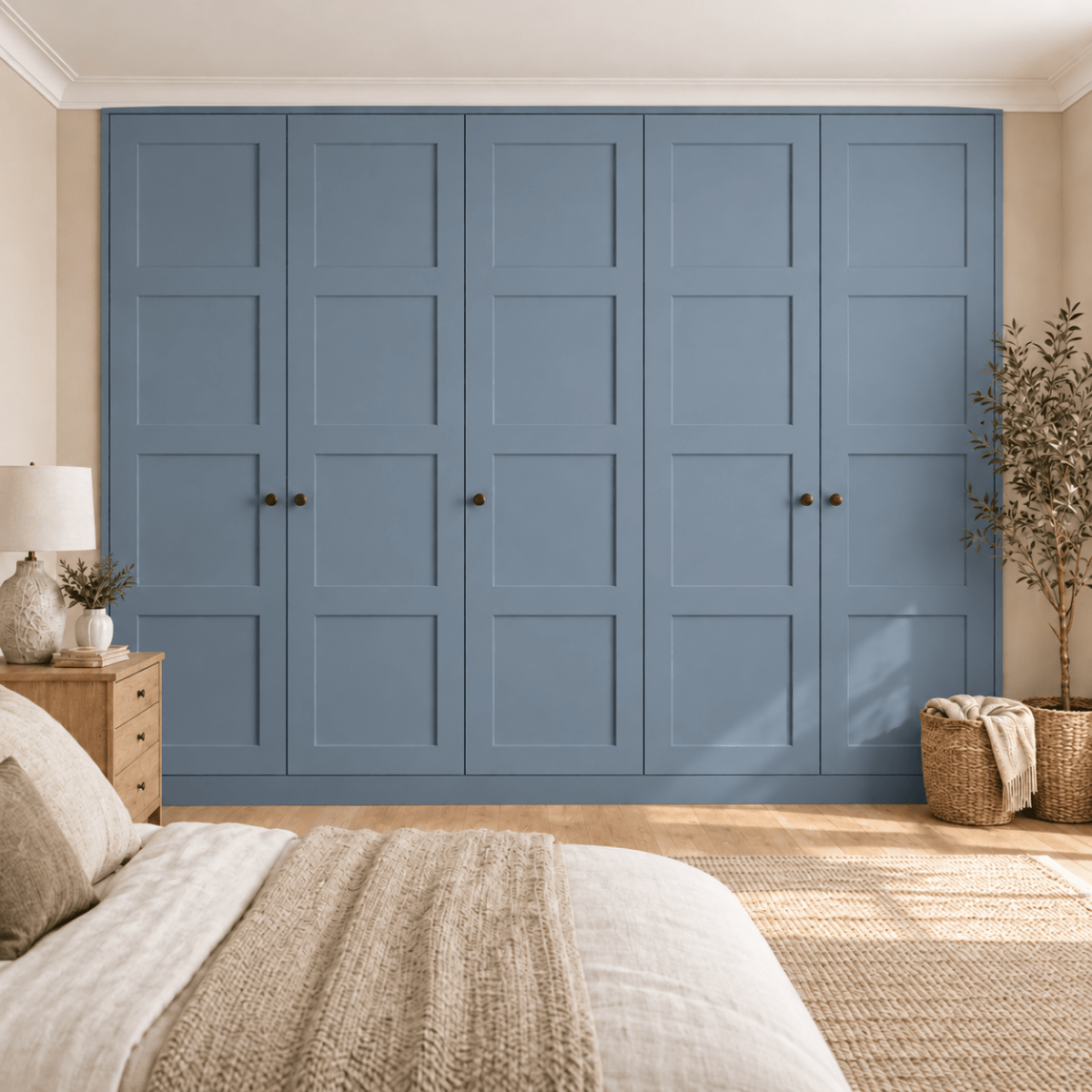 5 Door 4 Panel Shaker Front Frame Fitted Wardrobe - Widths Available 2601 - 3200mm 12 - Online Bedrooms