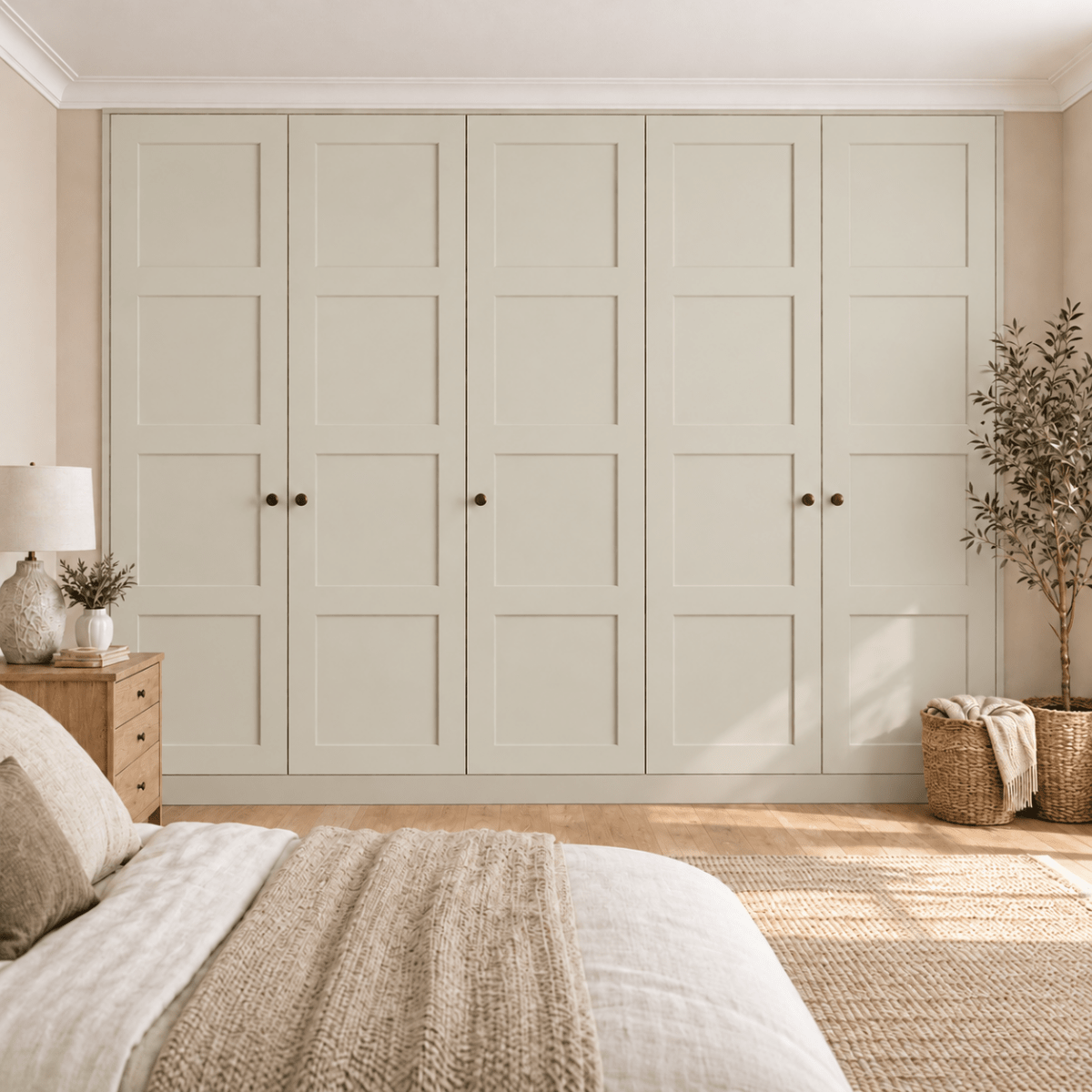 5 Door 4 Panel Shaker Front Frame Fitted Wardrobe - Widths Available 2601 - 3200mm 14 - Online Bedrooms