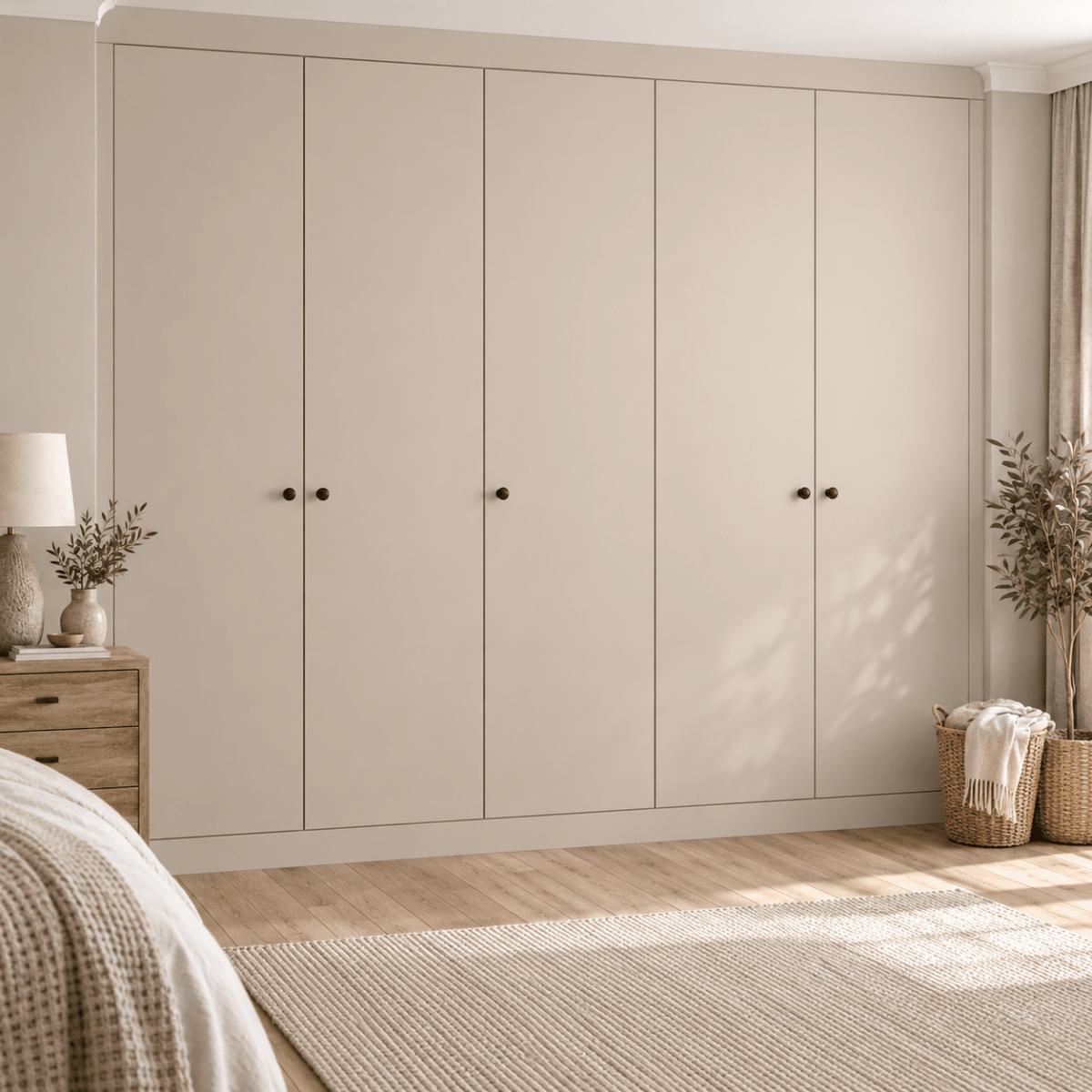 5 Door Modern Slab Front Frame Fitted Wardrobe - Widths Available 2601 - 3200mm 1 - Online Bedrooms