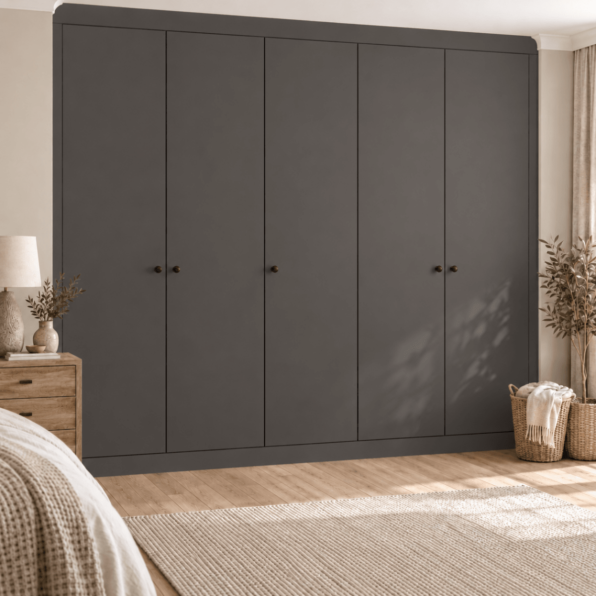 5 Door Modern Slab Front Frame Fitted Wardrobe - Widths Available 2601 - 3200mm 9 - Online Bedrooms