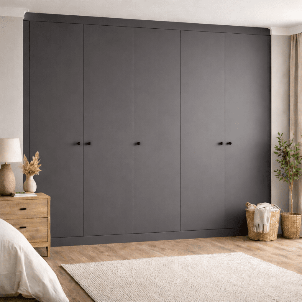 5 Door Modern Slab Front Frame Fitted Wardrobe - Widths Available 2601 - 3200mm 12 - Online Bedrooms