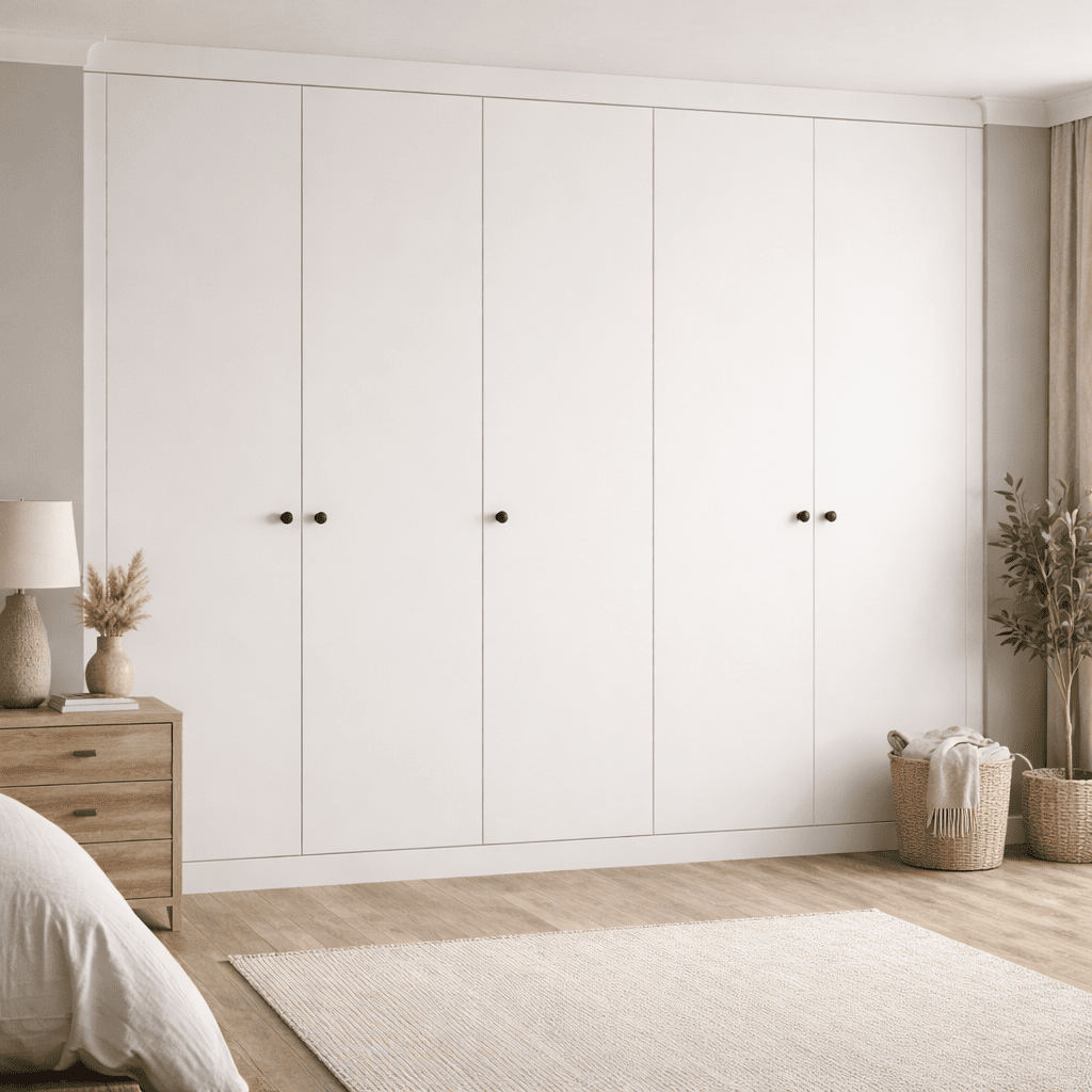 5 Door Modern Slab Front Frame Fitted Wardrobe - Widths Available 2601 - 3200mm 1 - Online Bedrooms