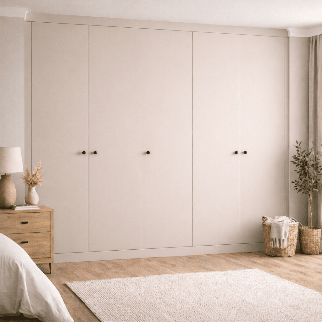 5 Door Modern Slab Front Frame Fitted Wardrobe - Widths Available 2601 - 3200mm 10 - Online Bedrooms