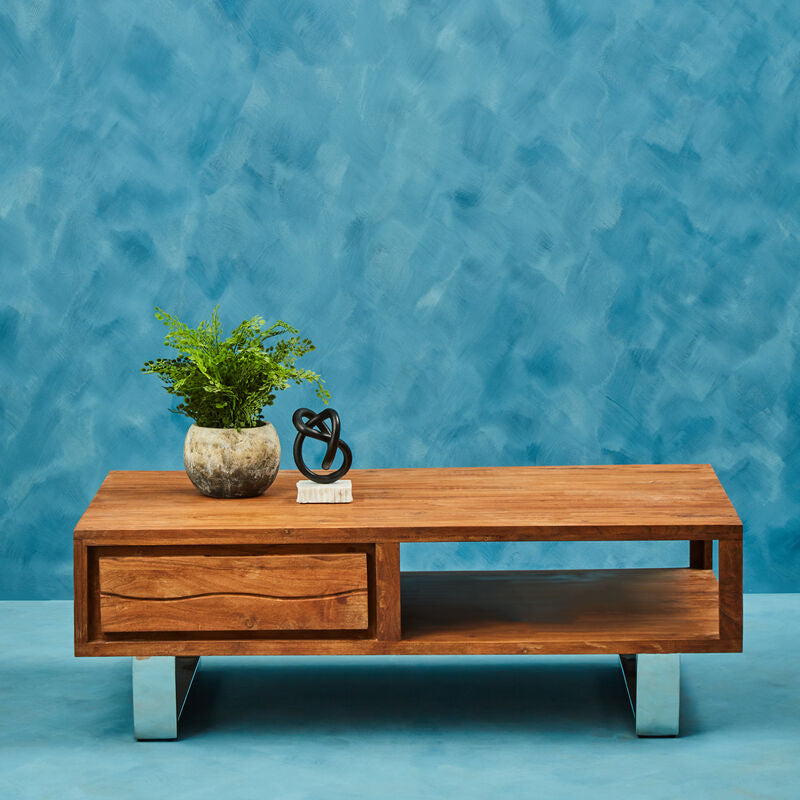 Simla Acacia Wood Coffee Table with Drawer