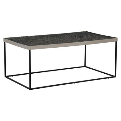 Akola Silver Finish Textured Coffee Table with Black Frame