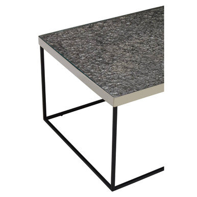 Akola Silver Finish Textured Coffee Table with Black Frame