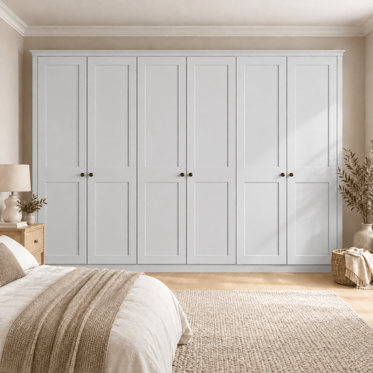6 Door 2 Panel Shaker Front Frame Fitted Wardrobe - Widths Available 3201 - 3800mm 14 - Online Bedrooms