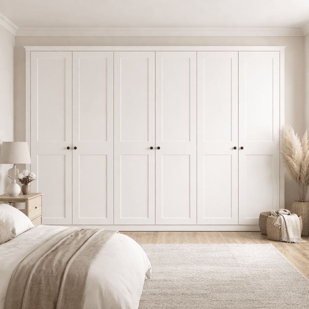 6 Door 2 Panel Shaker Front Frame Fitted Wardrobe - Widths Available 3201 - 3800mm 1 - Online Bedrooms