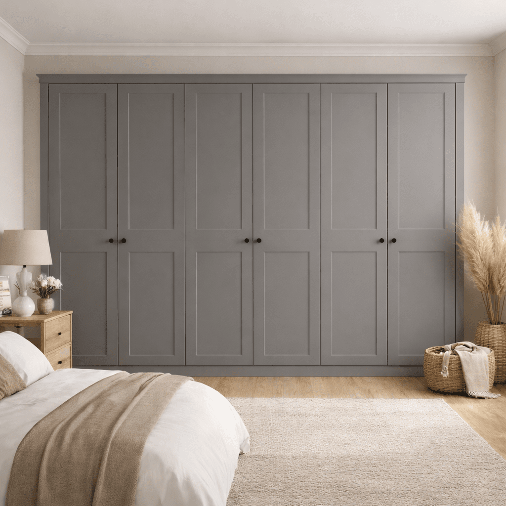 6 Door 2 Panel Shaker Front Frame Fitted Wardrobe - Widths Available 3201 - 3800mm 8 - Online Bedrooms