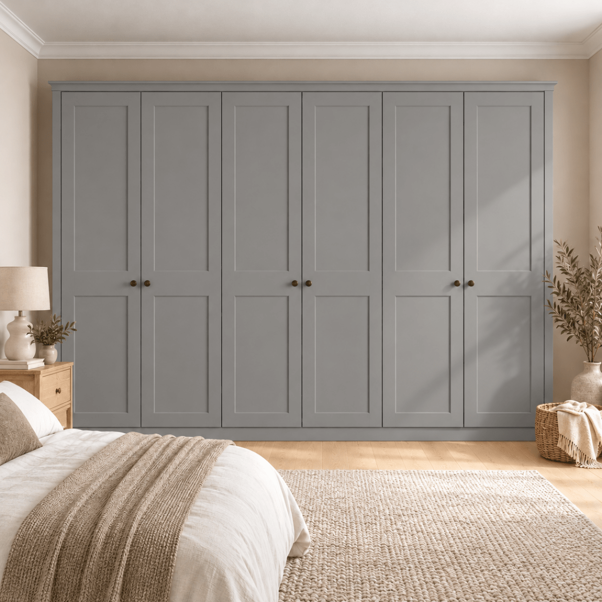 6 Door 2 Panel Shaker Front Frame Fitted Wardrobe - Widths Available 3201 - 3800mm 10 - Online Bedrooms