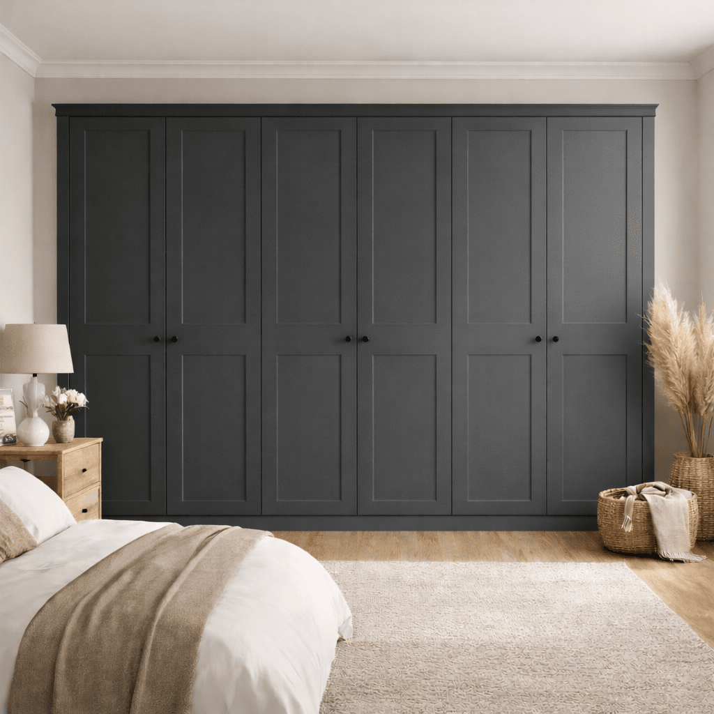 6 Door 2 Panel Shaker Front Frame Fitted Wardrobe - Widths Available 3201 - 3800mm 12 - Online Bedrooms