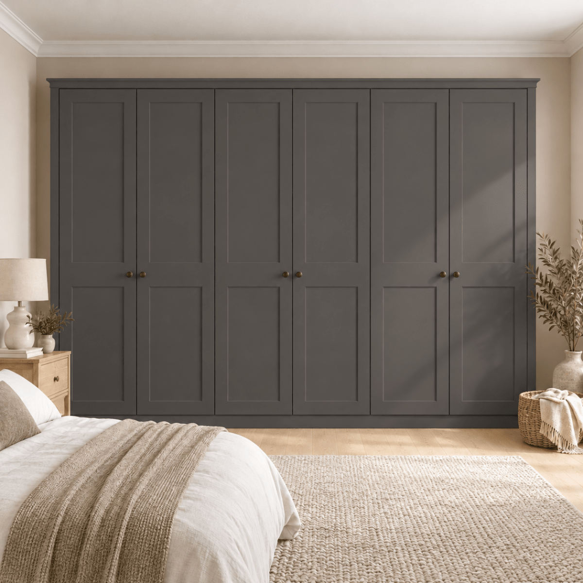 6 Door 2 Panel Shaker Front Frame Fitted Wardrobe - Widths Available 3201 - 3800mm 12 - Online Bedrooms