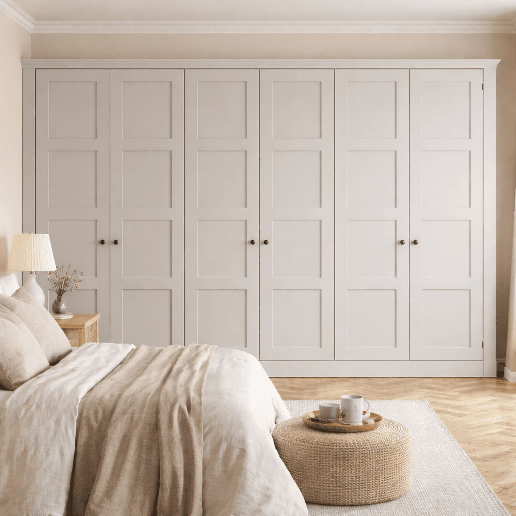 6 Door 4 Panel Shaker Front Frame Fitted Wardrobe - Widths Available 3201 - 3800mm 7 - Online Bedrooms